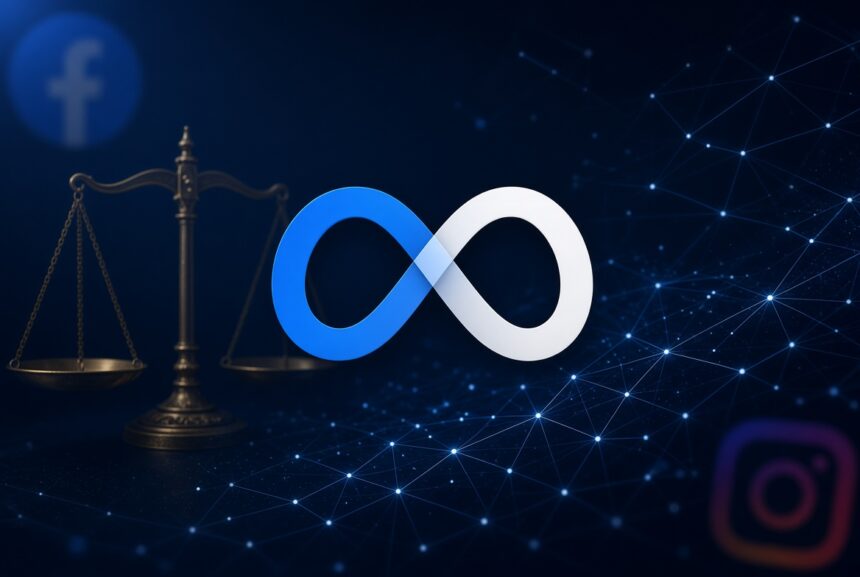 Meta $17 billion settlement header image with Meta logo, scales of justice, Facebook and Instagram icons