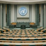 Albanese Urges US-China AI Deal Like Nuclear Treaty, United Nations General Assembly hall.