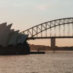 Sydney Opera House and Harbour Bridge at dusk. Queensland data centre water rules are aimed at a demand problem Sydney Water has already flagged on the city’s drinking-water network.