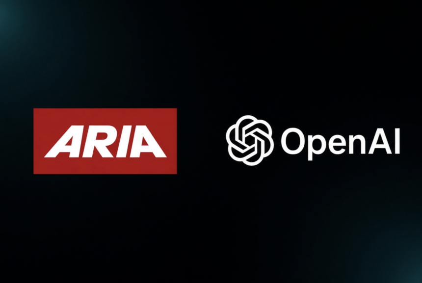 ARIA logo beside the OpenAI logo, header image for the ARIA OpenAI copyright story.