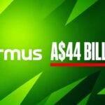 Firmus logo on a bright green background with A$44 billion overlay.